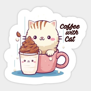 Cappuccino Kitty Cuddles - Cat and Whipped Coffee Art Sticker